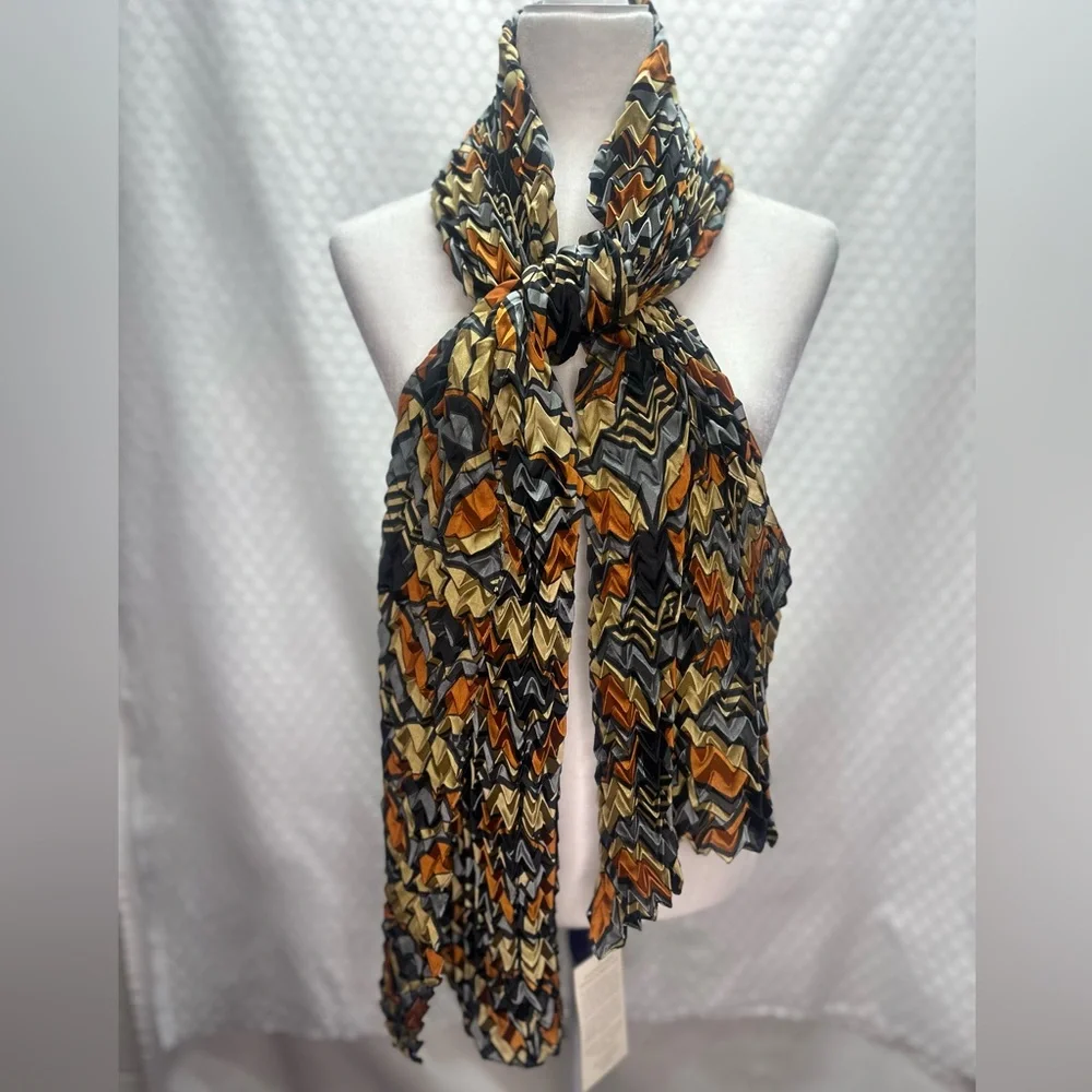 Frank Lloyd Wright Altar Screen Pleated Chevron Scarf Geometric Colorful NWT